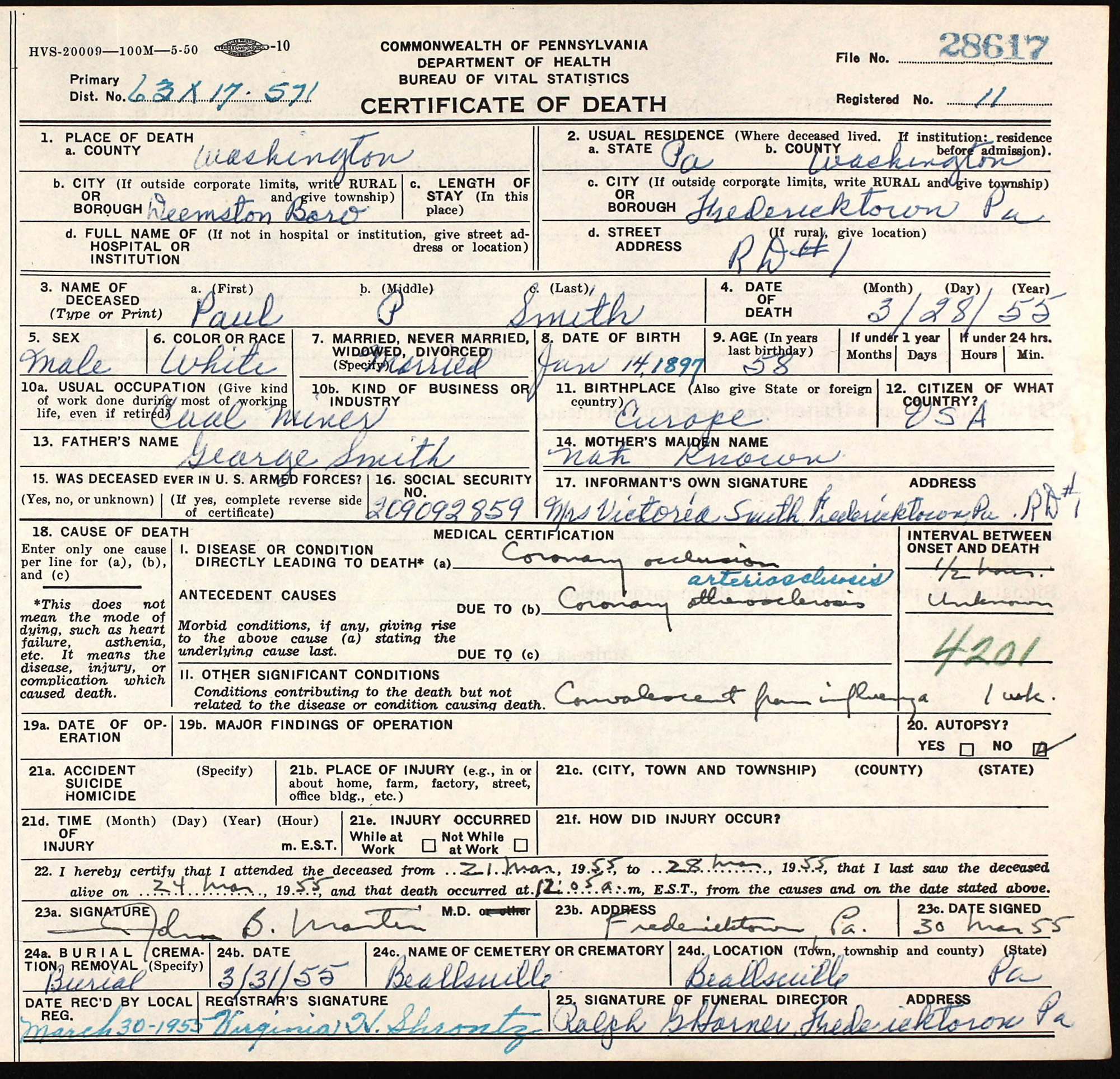 death certificate